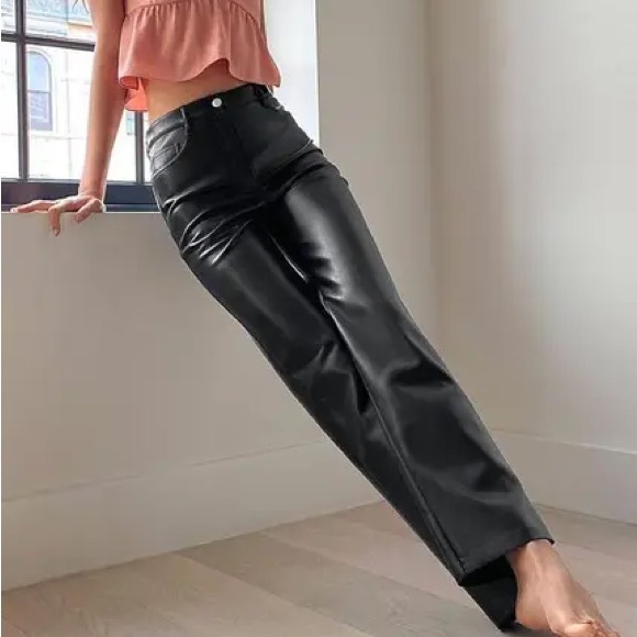 Aritzia Black Faux Leather Pants - Picture 1 of 4